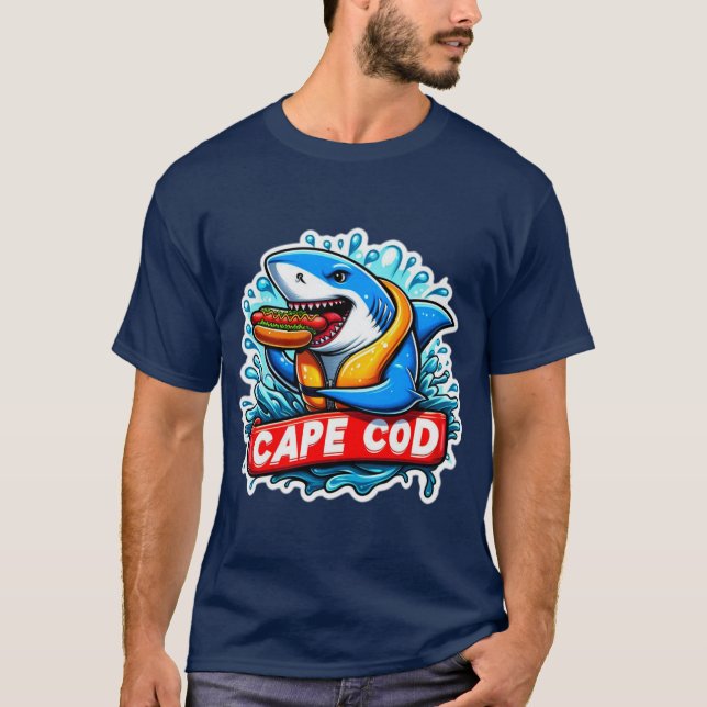 CAPE COD-GREAT WHITE EATING HOT DOG 3 T-Shirt (Front)