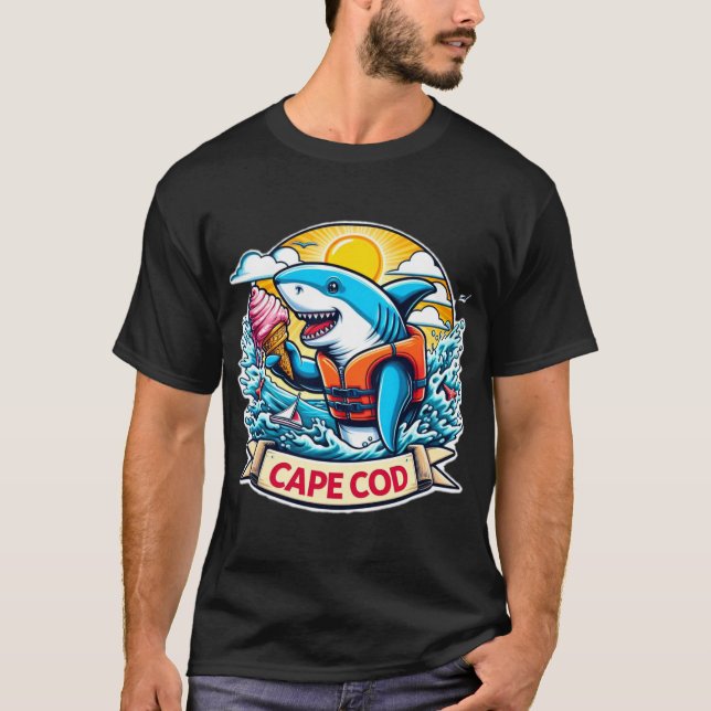 CAPE COD-GREAT WHITE EATING ICE CREAM 7 T-Shirt (Front)