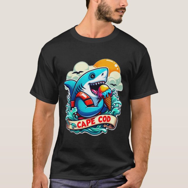CAPE COD-GREAT WHITE EATING ICE CREAM 8 T-Shirt (Front)