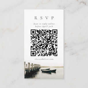 Cape Cod Harbour Dock Nautical QR Code RSVP Card