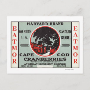 Cape Cod Harvard Eatmor Cranberries Brand Postcard