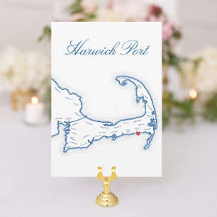 Cape Cod Harwich Port Map Wedding Table Name Card