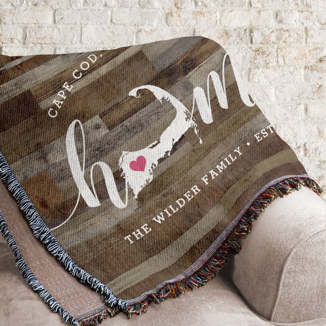 Cape Cod Home Town Personalized Wood Look Throw Blanket (Creator Uploaded)