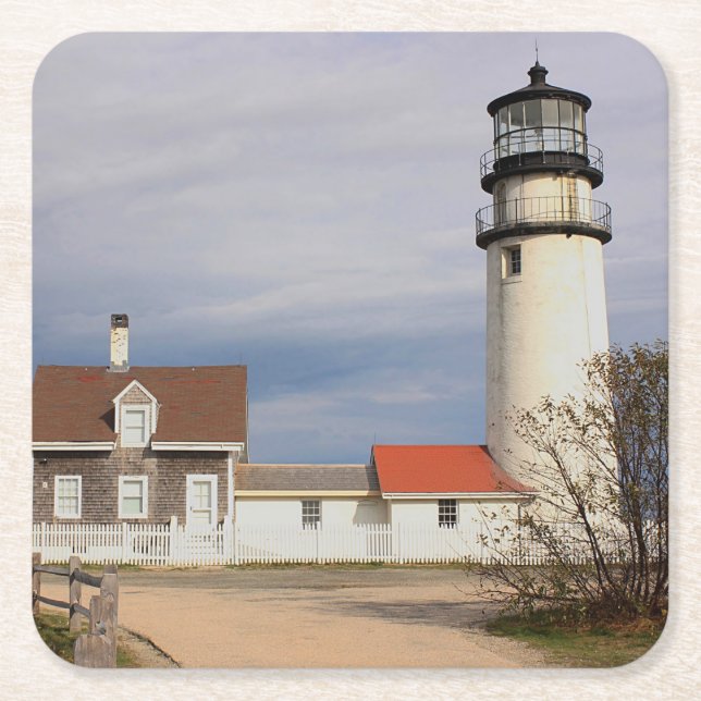 Cape Cod Light Square Paper Coaster (Front)