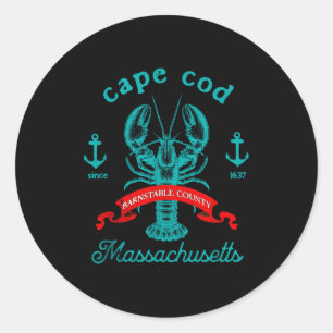 Cape Cod Ma Lobster Fishing Vintage Machusetts Sou Classic Round Sticker