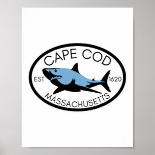 Cape Cod Machusetts Fishing Shark Fish Beach Boati Poster