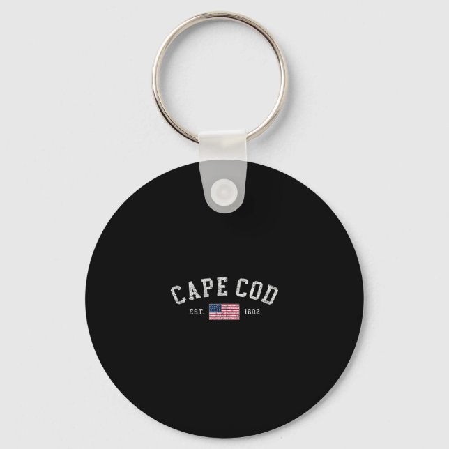 Cape Cod Machusetts Us Flag Est 1602 Vacation Souv Key Ring (Front)
