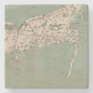 Cape Cod Map 3 Stone Coaster