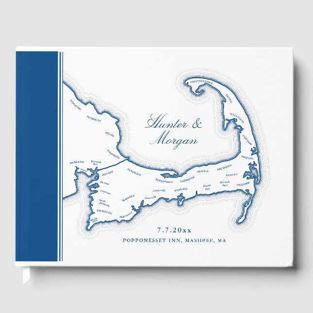 Cape Cod Map Destination Wedding Guest Book (Front)