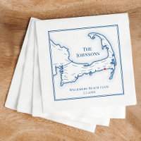 Cape Cod Map Elegant Personalised Wedding Napkins