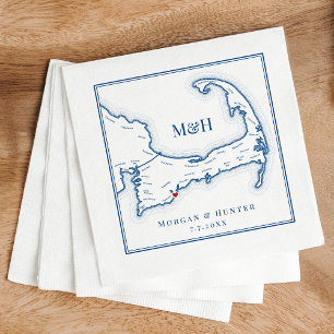 Cape Cod Map Elegant Wedding Napkin