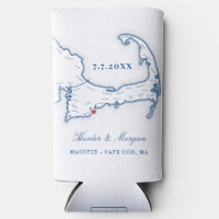 Cape Cod Map Wedding Favour Drink Holder
