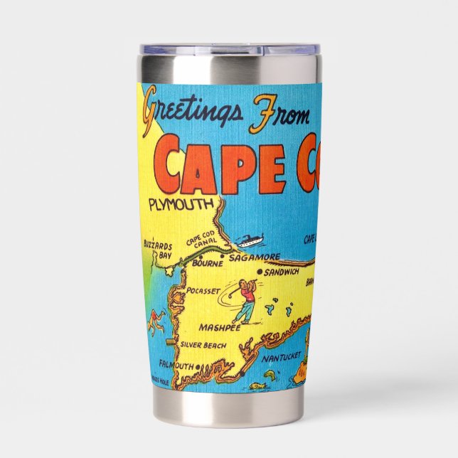 Cape Cod Mass Map Insulated Tumbler (Front)