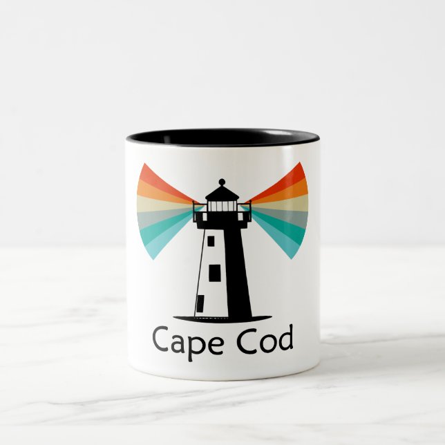 Cape Cod Massachusetts Lighthouse Rainbow Two-Tone Coffee Mug (Center)