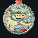Cape Cod Massachusetts Map Metal Tree Decoration<br><div class="desc">A vintage illustrated map of Cape Cod,  Massachusetts repurposed!</div>