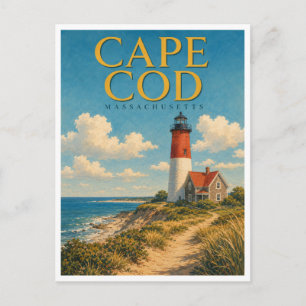 Cape Cod Massachusetts Nauset Light GeoSaga Postcard