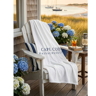 Cape Cod Massachusetts Preppy Coastal Home Style Fleece Blanket