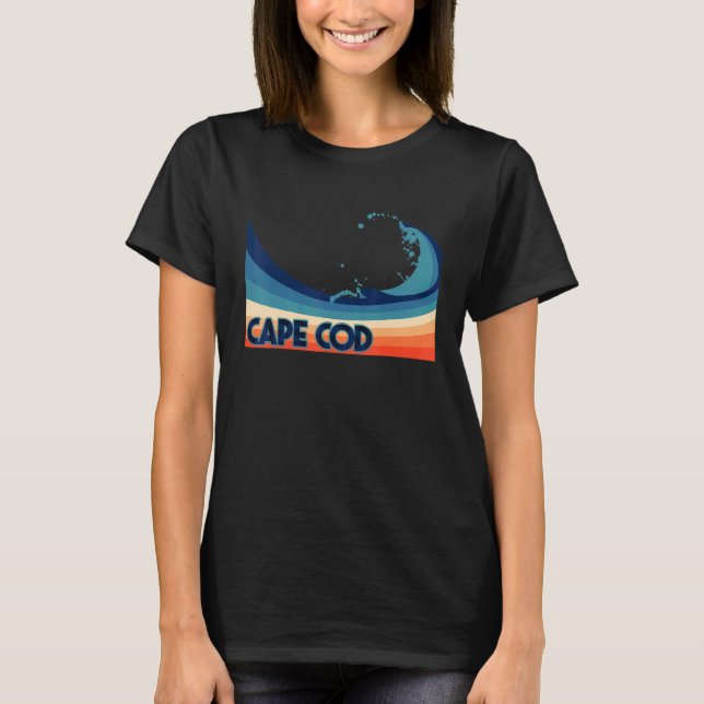 Cape Cod Massachusetts Retro Surf Sailing & Fishin T-Shirt (Front)