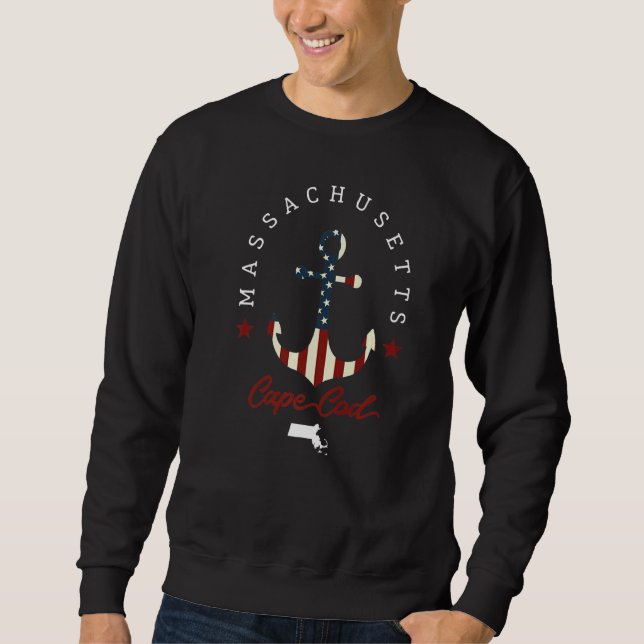 Cape Cod Massachusetts State Map Anchor American F Sweatshirt (Front)