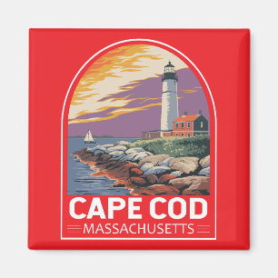 Cape Cod Massachusetts Travel Art Emblem Magnet