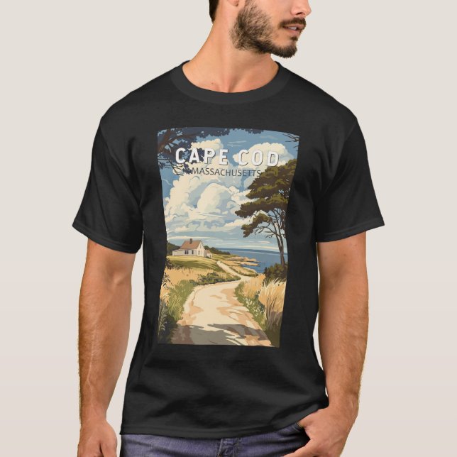 Cape Cod Massachusetts Travel Art Vintage T-Shirt (Front)
