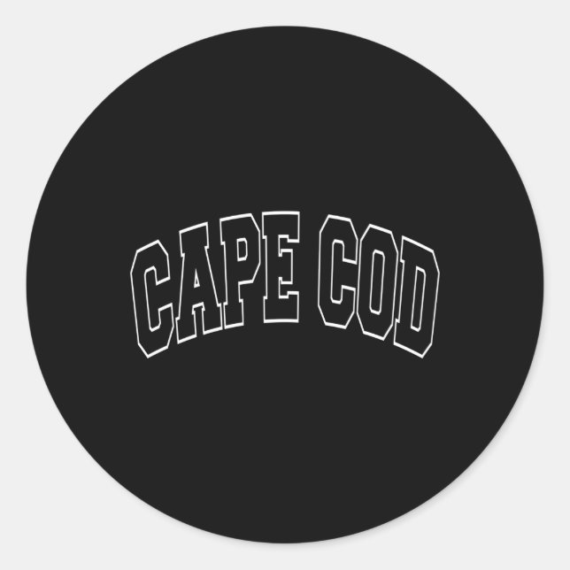 Cape Cod Massachusetts Varsity Style Black Text Classic Round Sticker (Front)