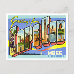 Cape Cod, Massachusetts Vintage Big Letters Postcard