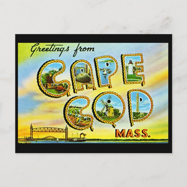 Cape Cod Massachusetts Vintage Postcard (Front)