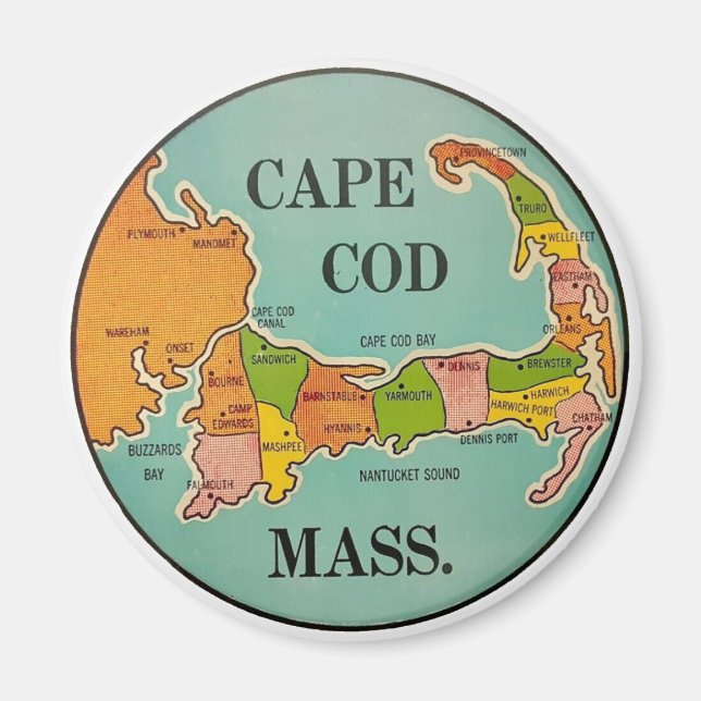 Cape Cod Massachusetts vintage travel Magnet (Front)