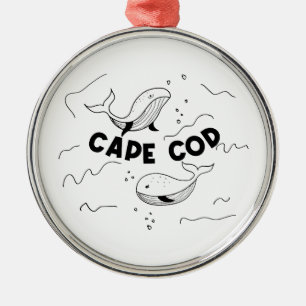 Cape Cod Massachusetts Whales Metal Tree Decoration