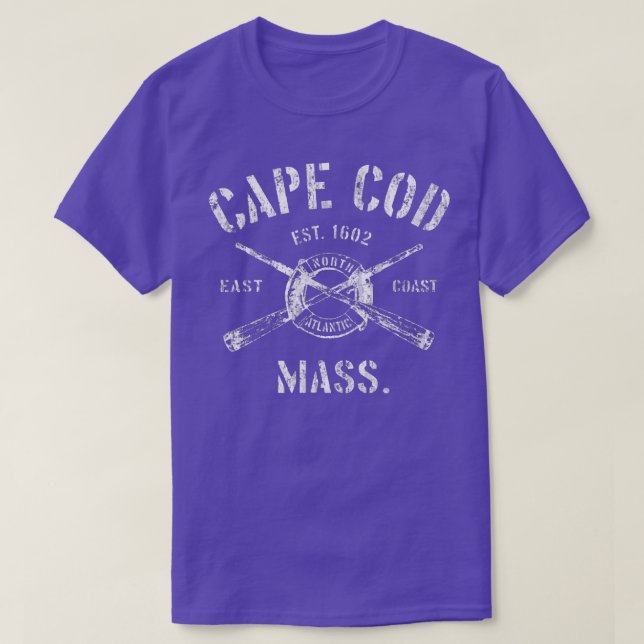 Cape Cod MassachusettsVintage Nautical Boating Tee (Design Front)