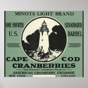 Cape Cod Minots Light Brand Cranberry Label Poster