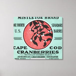 Cape Cod Mistletoe Brand Cranberry Label Canvas Print