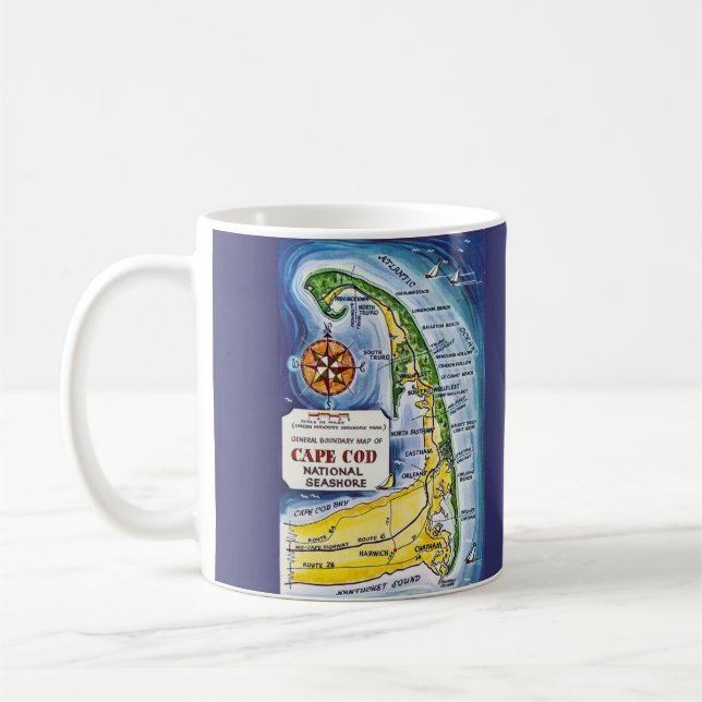 Cape Cod  National Seashore Map Mug (Left)