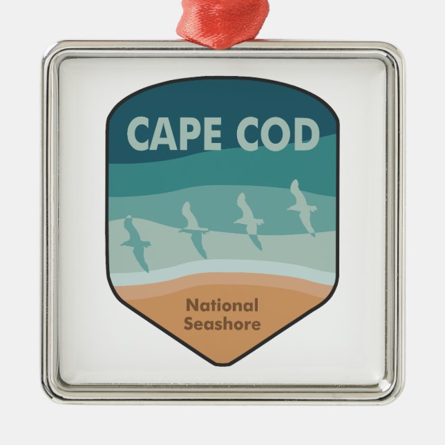 Cape Cod National Seashore Massachusetts Seagulls Metal Tree Decoration (Front)