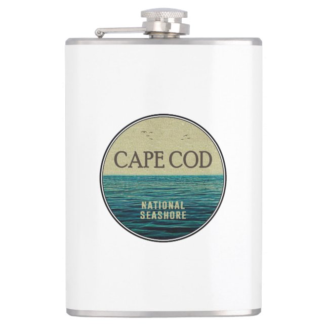 Cape Cod National Seashore Ocean Birds Hip Flask (Front)