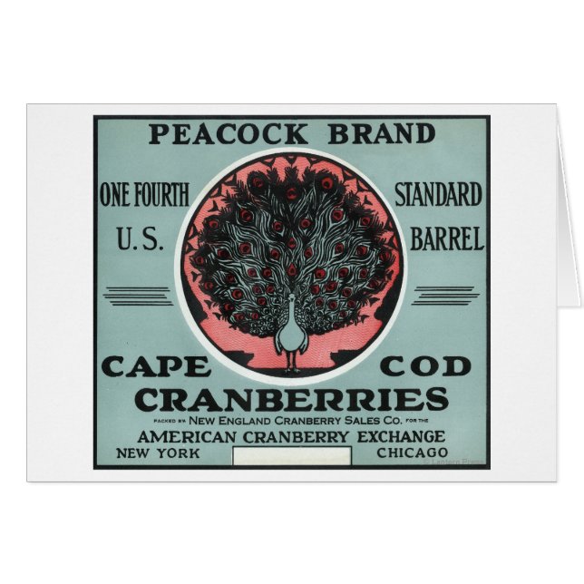 Cape Cod Peacock Brand Cranberry Label (Front Horizontal)