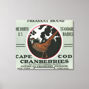 Cape Cod Pheasant Brand Cranberry Label Canvas Print
