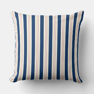 Cape Cod pillow, blue gold pillow, coastal striped Cushion