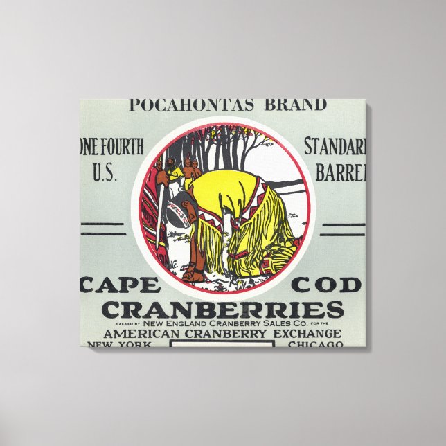 Cape Cod Pocahontas Brand Cranberry Label Canvas Print (Front)