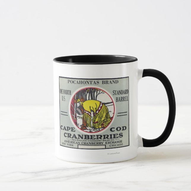 Cape Cod Pocahontas Brand Cranberry Label Mug (Right)