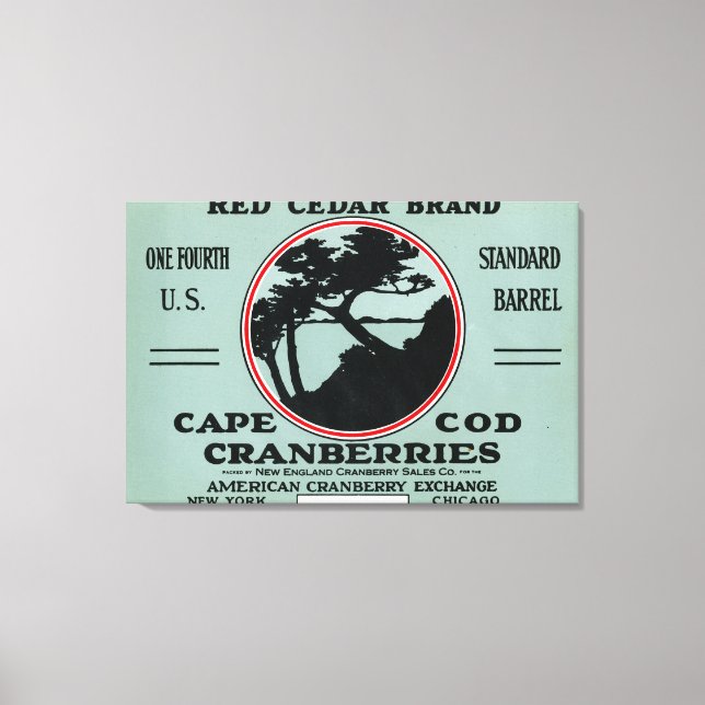 Cape Cod Red Cedar Brand Cranberry Label Canvas Print (Front)
