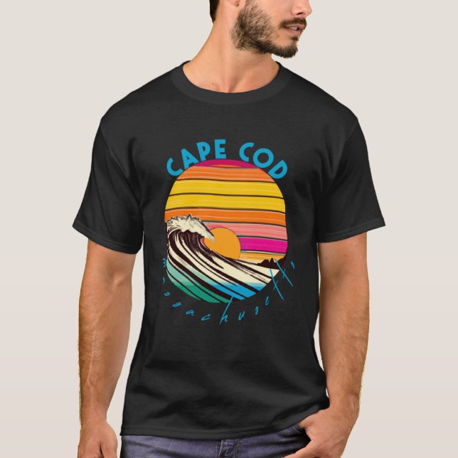 Cape Cod Retro 1980s Style Massachusetts Beach T-Shirt (Front)