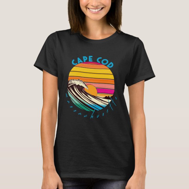 Cape Cod Retro 1980s Style Massachusetts Beach T-Shirt (Front)