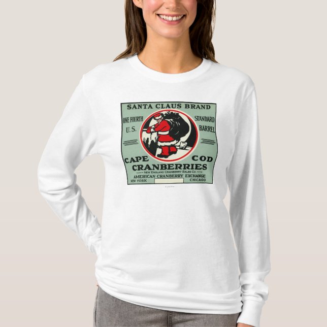 Cape Cod Santa Claus Brand Cranberry Label T-Shirt (Front)
