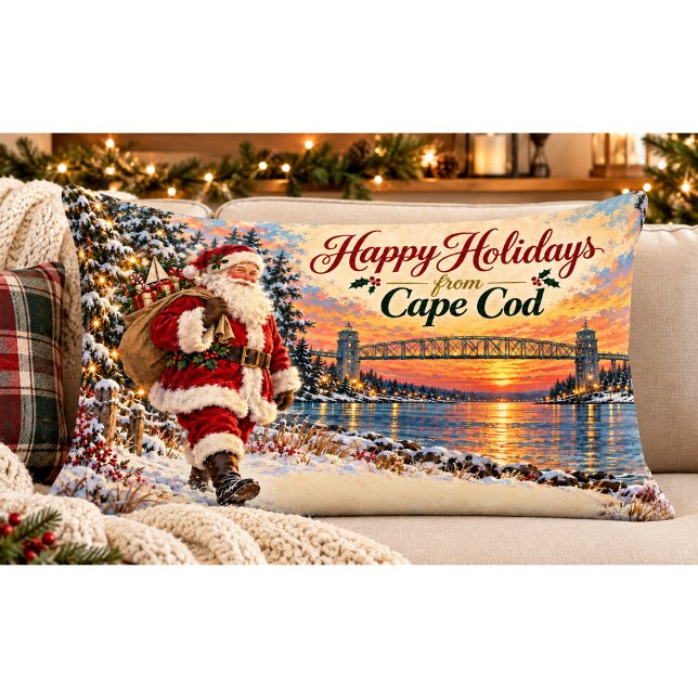 Cape Cod Santa Lumbar Pillow Canal & Bourne Bridge (Creator Uploaded)