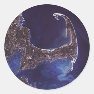 Cape Cod Satellite Photograph Classic Round Sticker