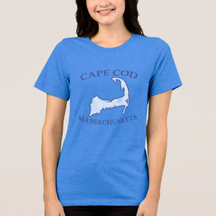 Cape Cod Silhouette Blue Striped Women's Tri-Blend Shirt