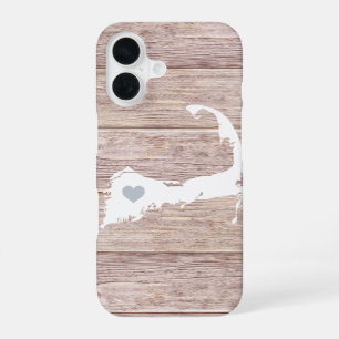 Cape Cod Silhouette Rustic Wood Look iPhone 16 Case