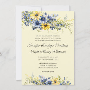 Cape Cod Soft Yellow Floral Wedding Invitation